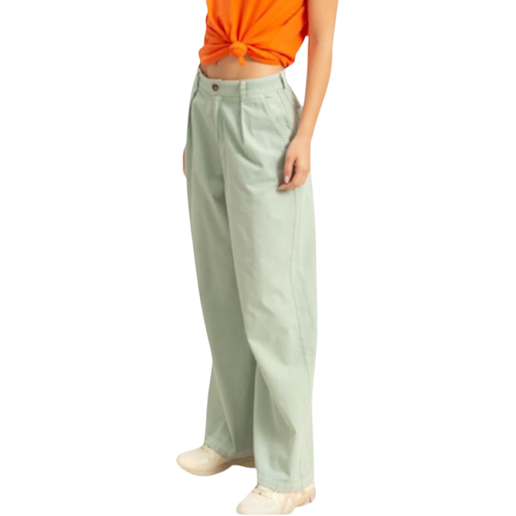Mint High Waist Basic Wide Leg Pants