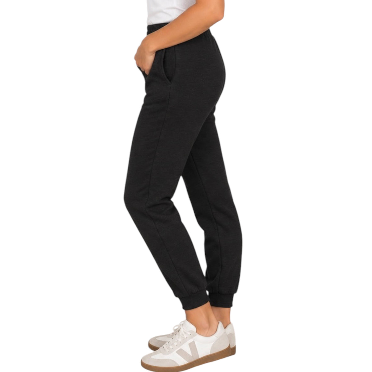 Black Cotton Slub Jogger Pants