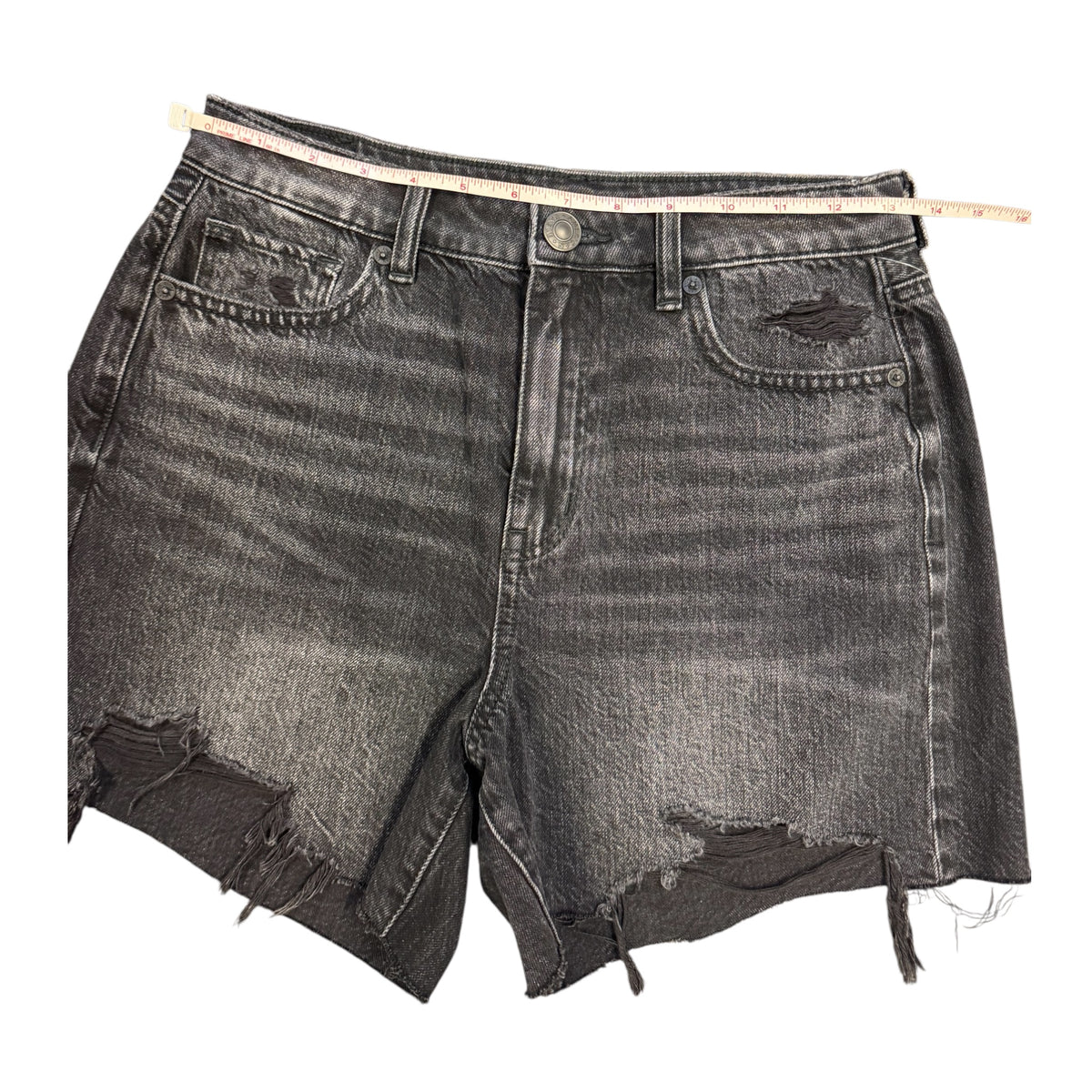 American Eagle Black Wash Distressed Denim Shorts Size 4-RF