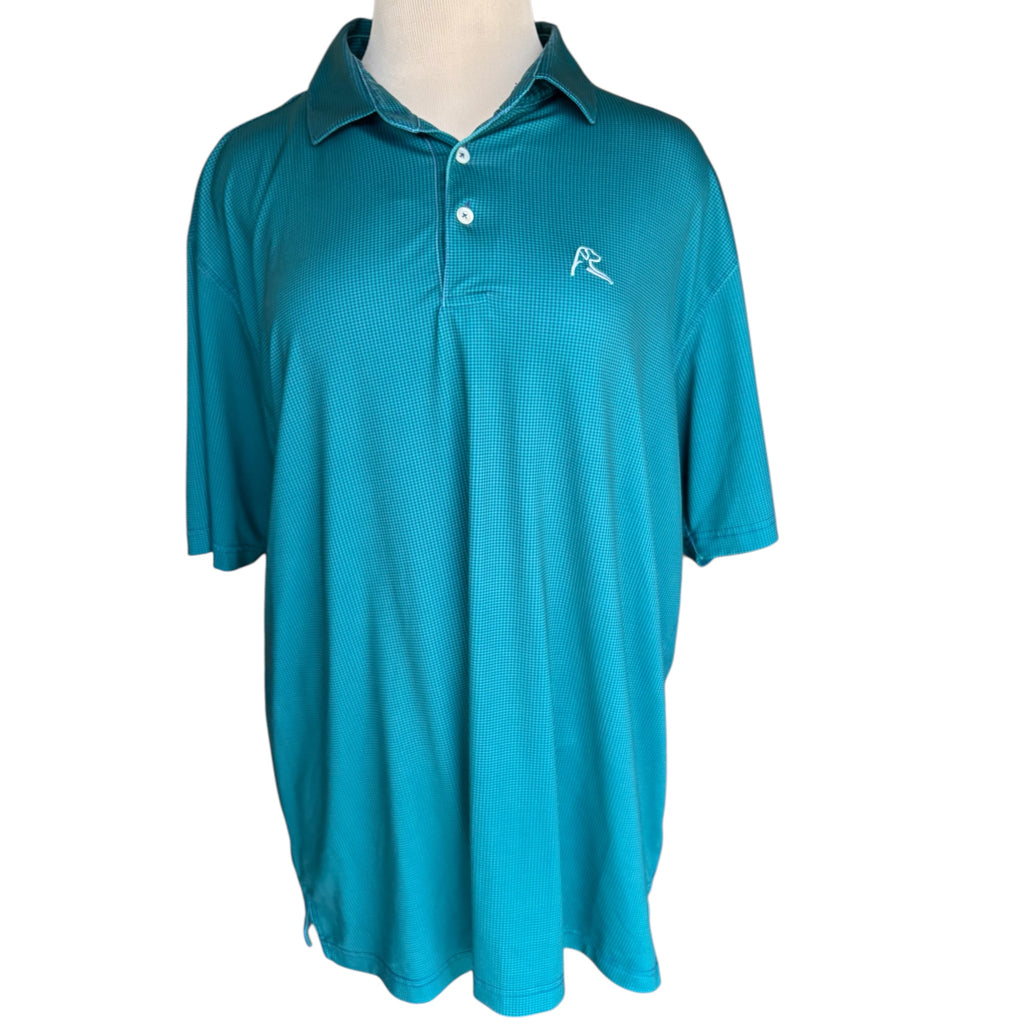 RHOBACK Hunter Green Houndstooth Polo Size XL-RF