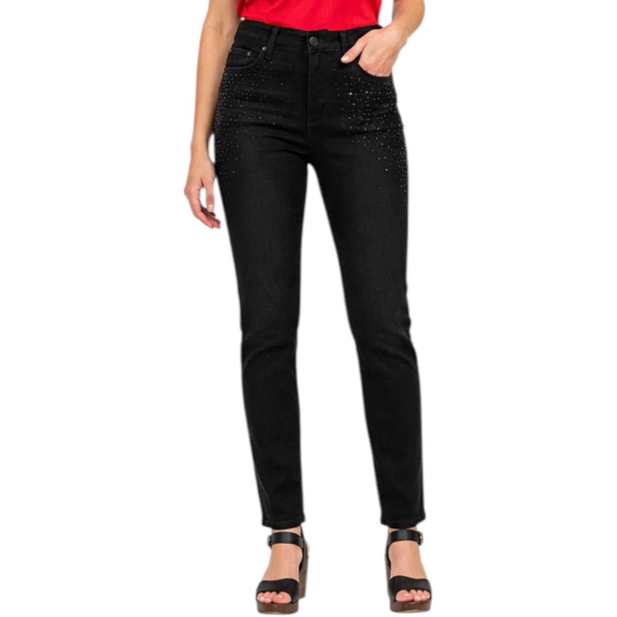 Judy Blue JB88809 Black H/W Rhinestone Embellishment Slim Jeans