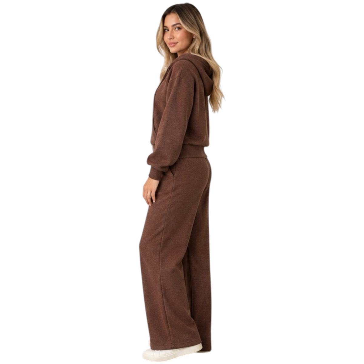 Brown Hoodie and Knitted Pant Set