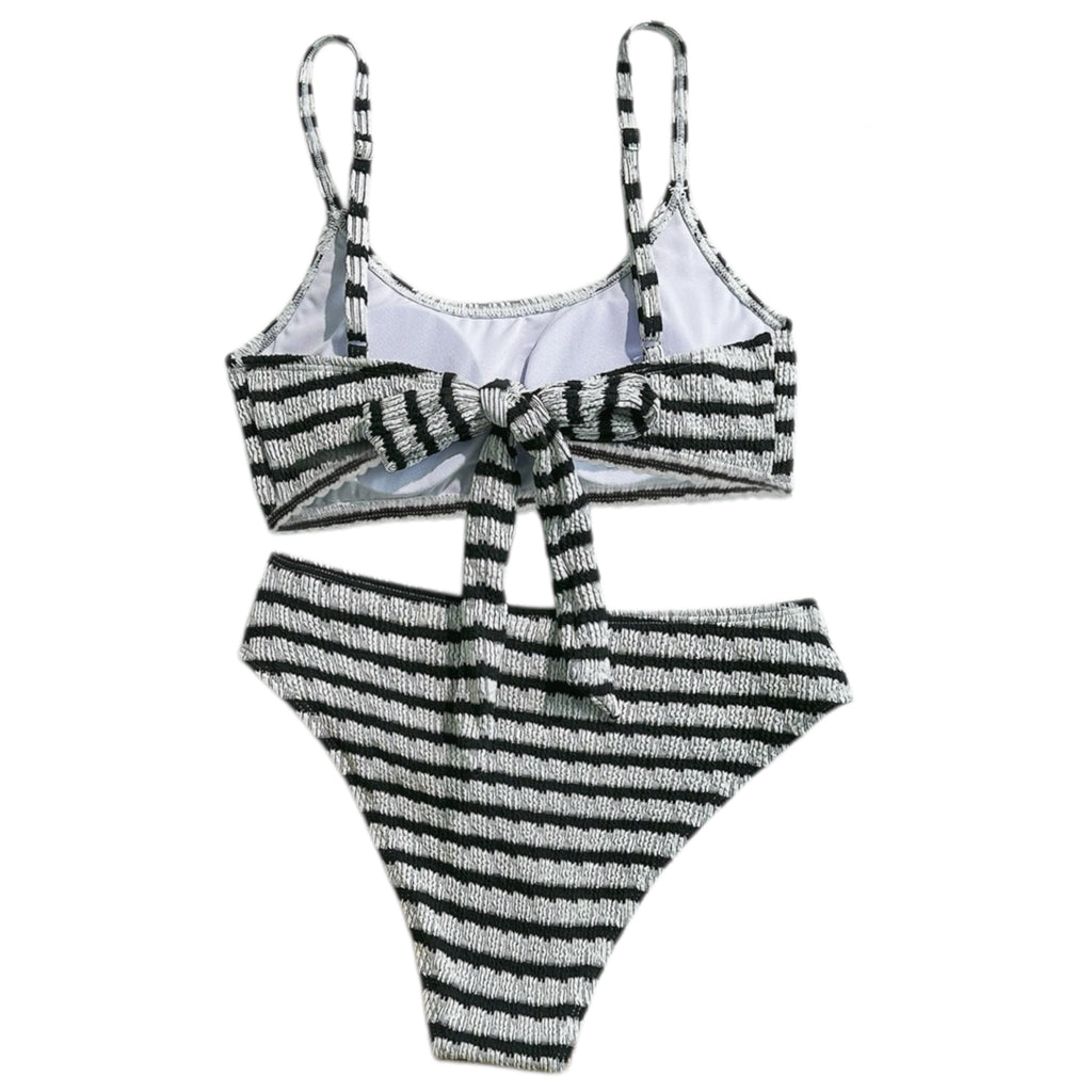 Black/White Striped Tie Bikini