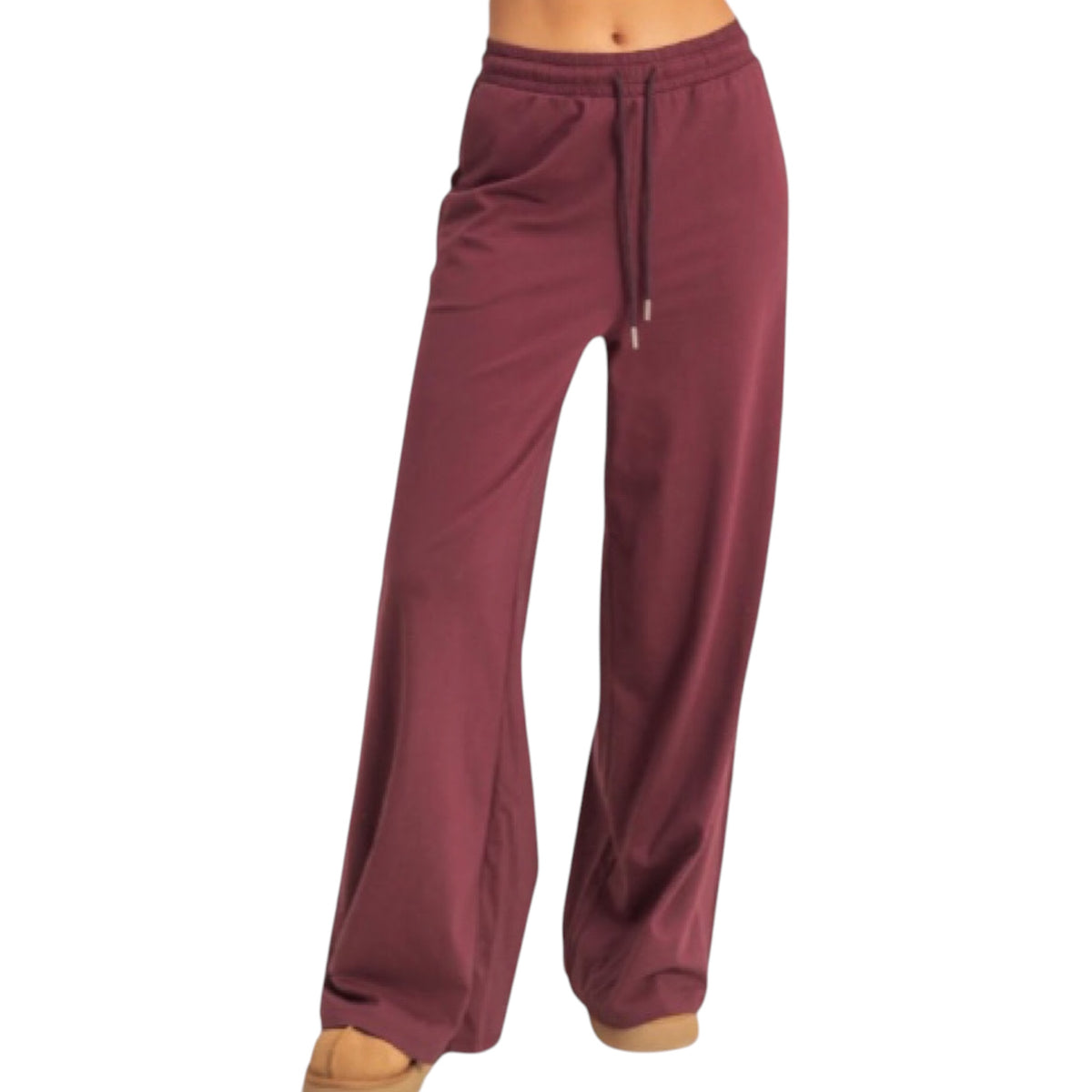 Dark Cherry Cotton Wide Leg Pants