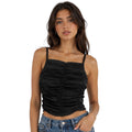 Black Shirred Stretchy Cropped Cami
