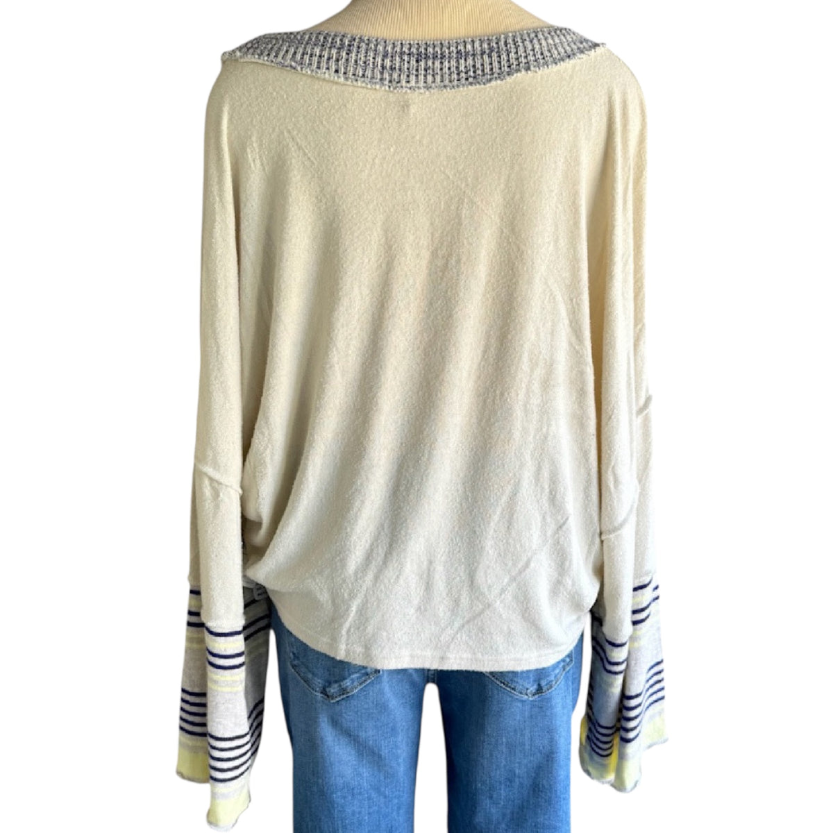 Blue Multi Stripe Bell Sleeve Sweater Size Medium-RF