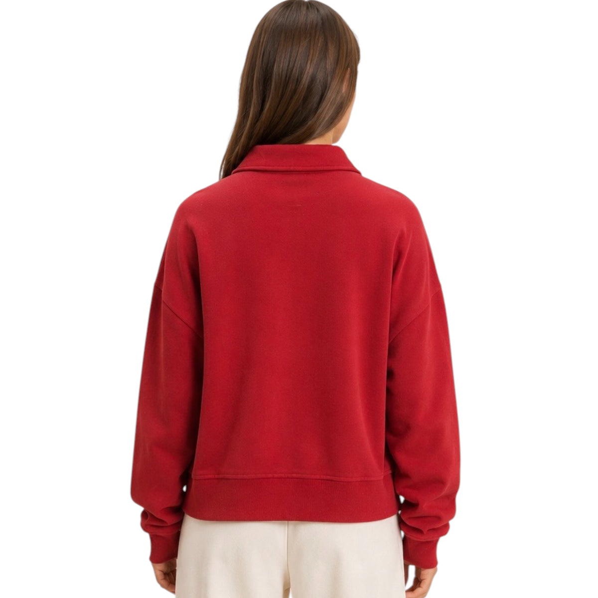 Dark Red Washed Collared Sweatshirt