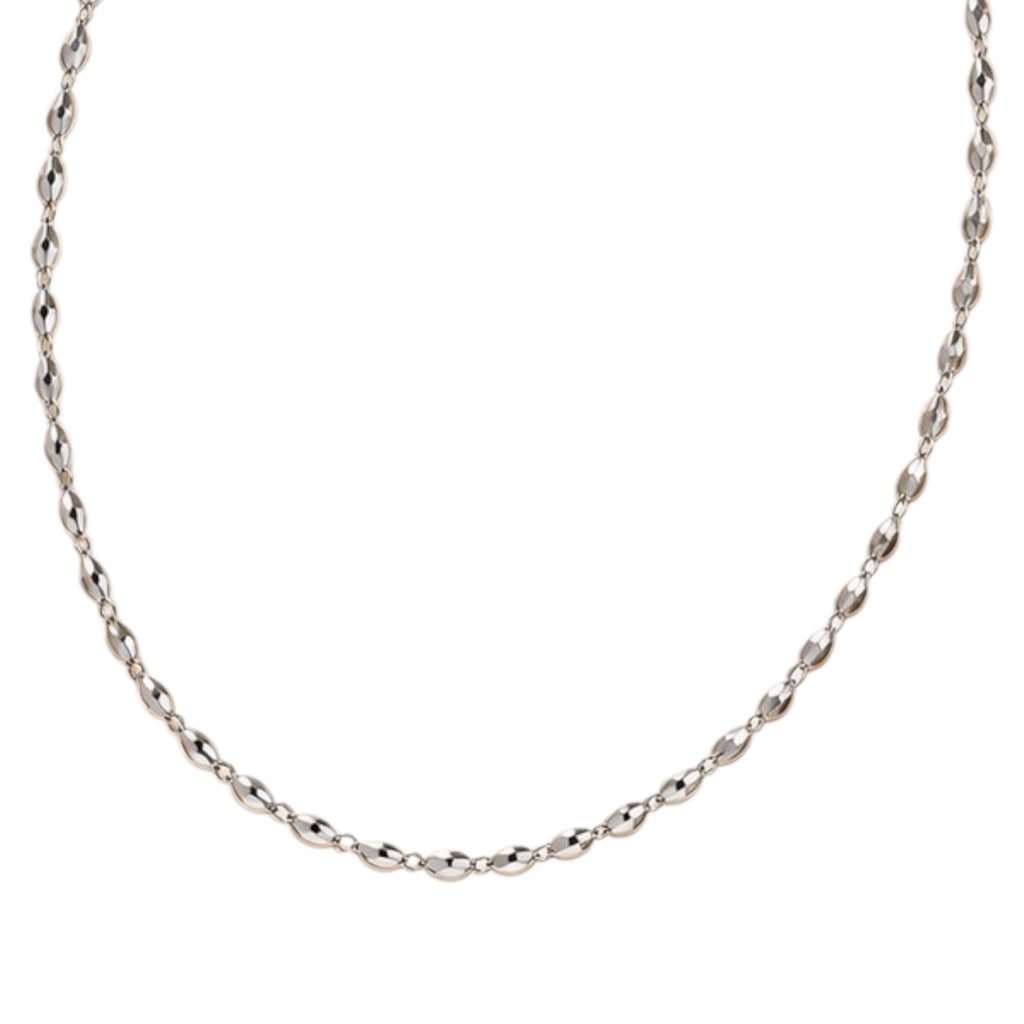 Silver Puffed Mariner Link Chain Necklace