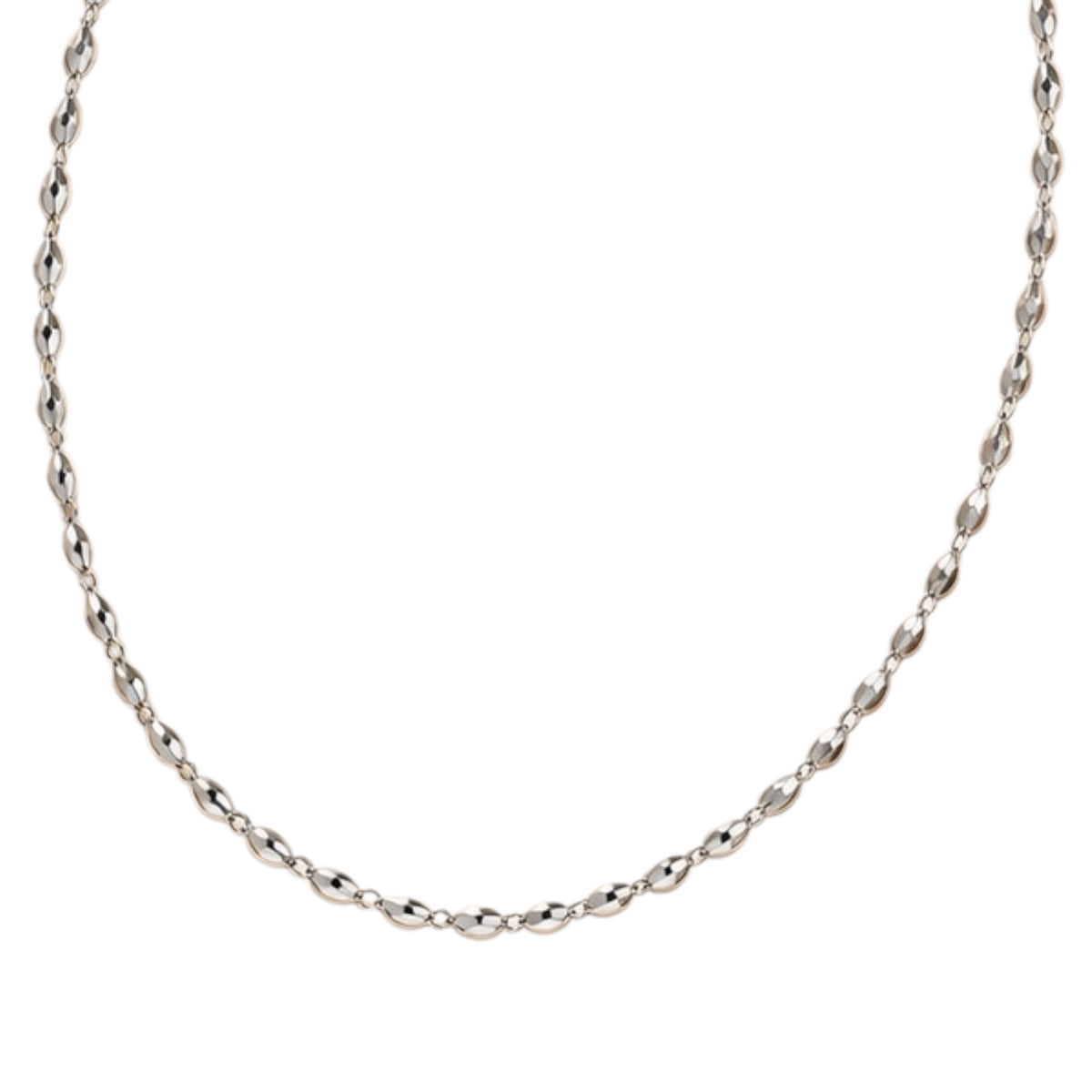 Silver Puffed Mariner Link Chain Necklace
