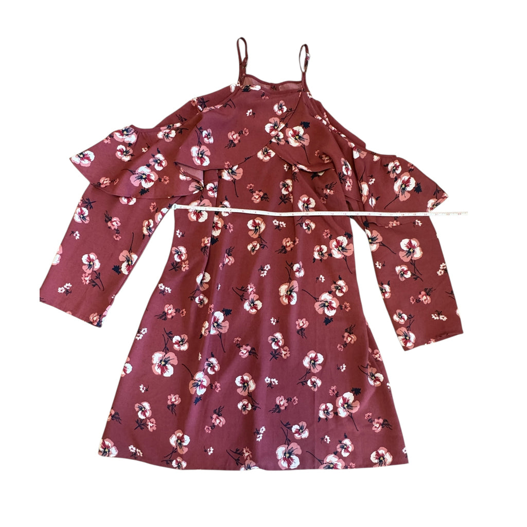 Russet Pink Floral Off Shoulder Dress Size Medium- RF