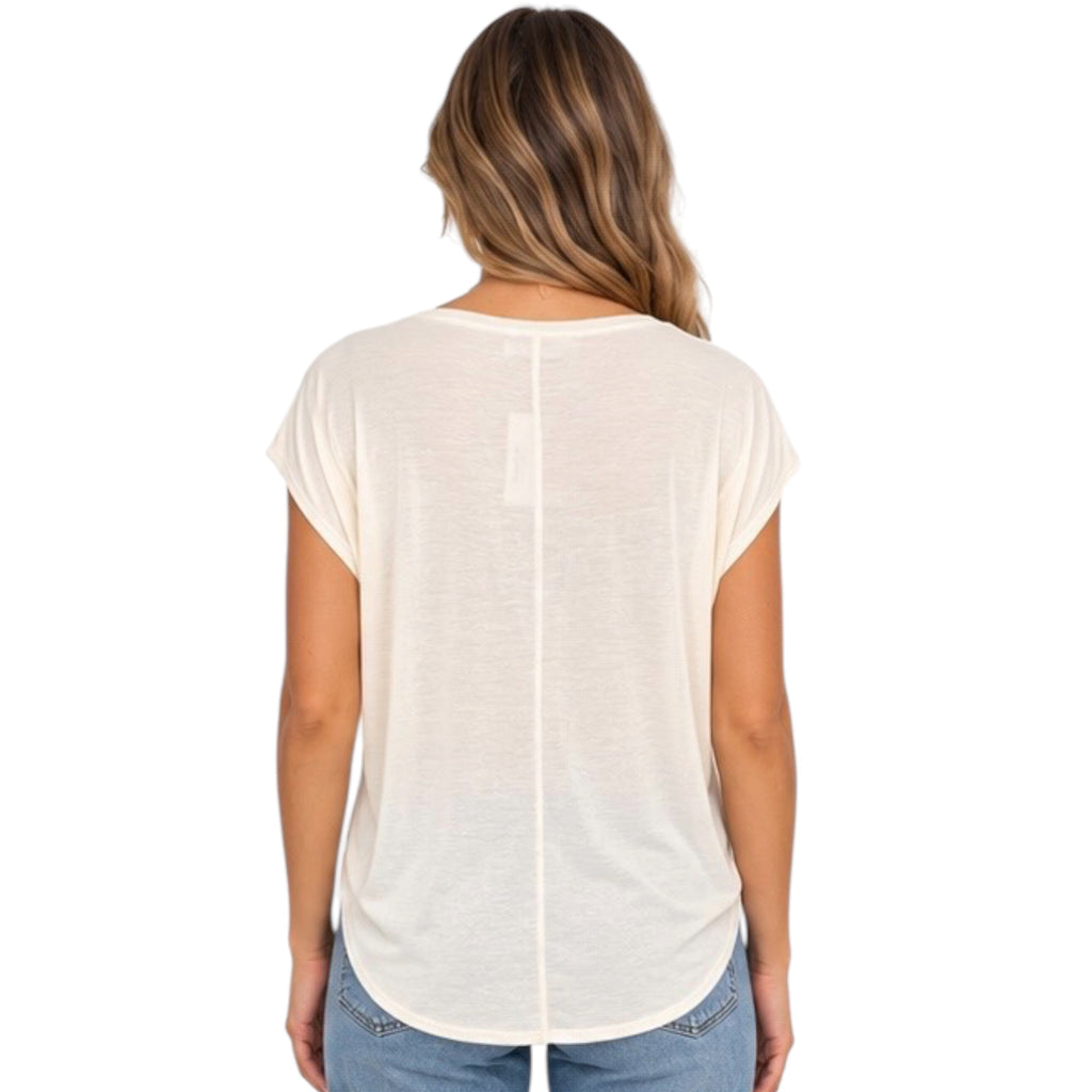 Off White Dolman Sleeve Top with Round Neck
