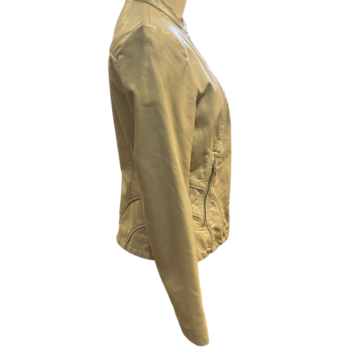 Kenneth Cole Light Taupe Leather Jacket Size S - RF