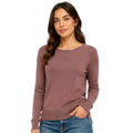 Chocolate Lightweight Round Neck Sweater with Side Slits