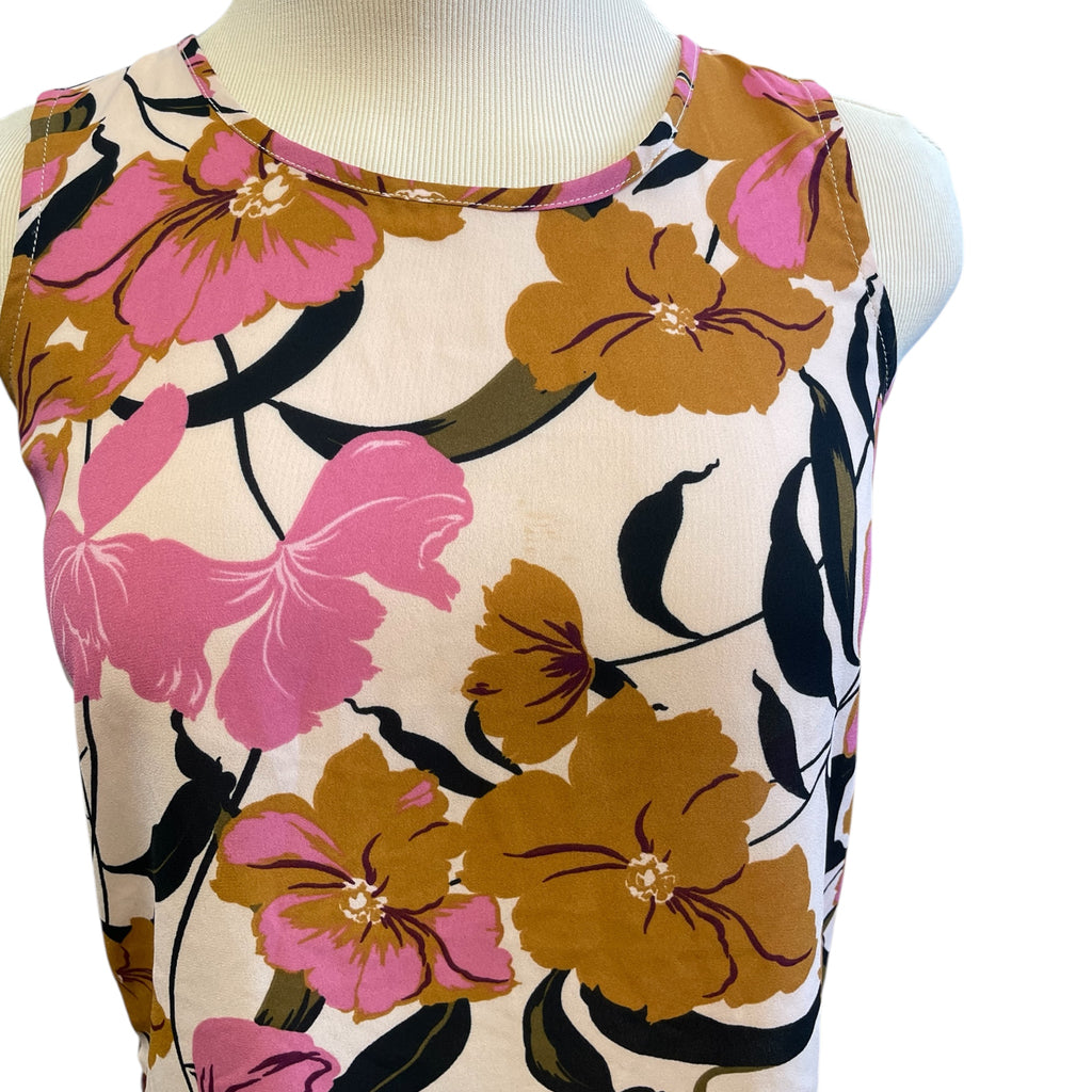 Maurices Irish Cream & Golden Brown Sleeveless Floral Blouse Size XS - RF