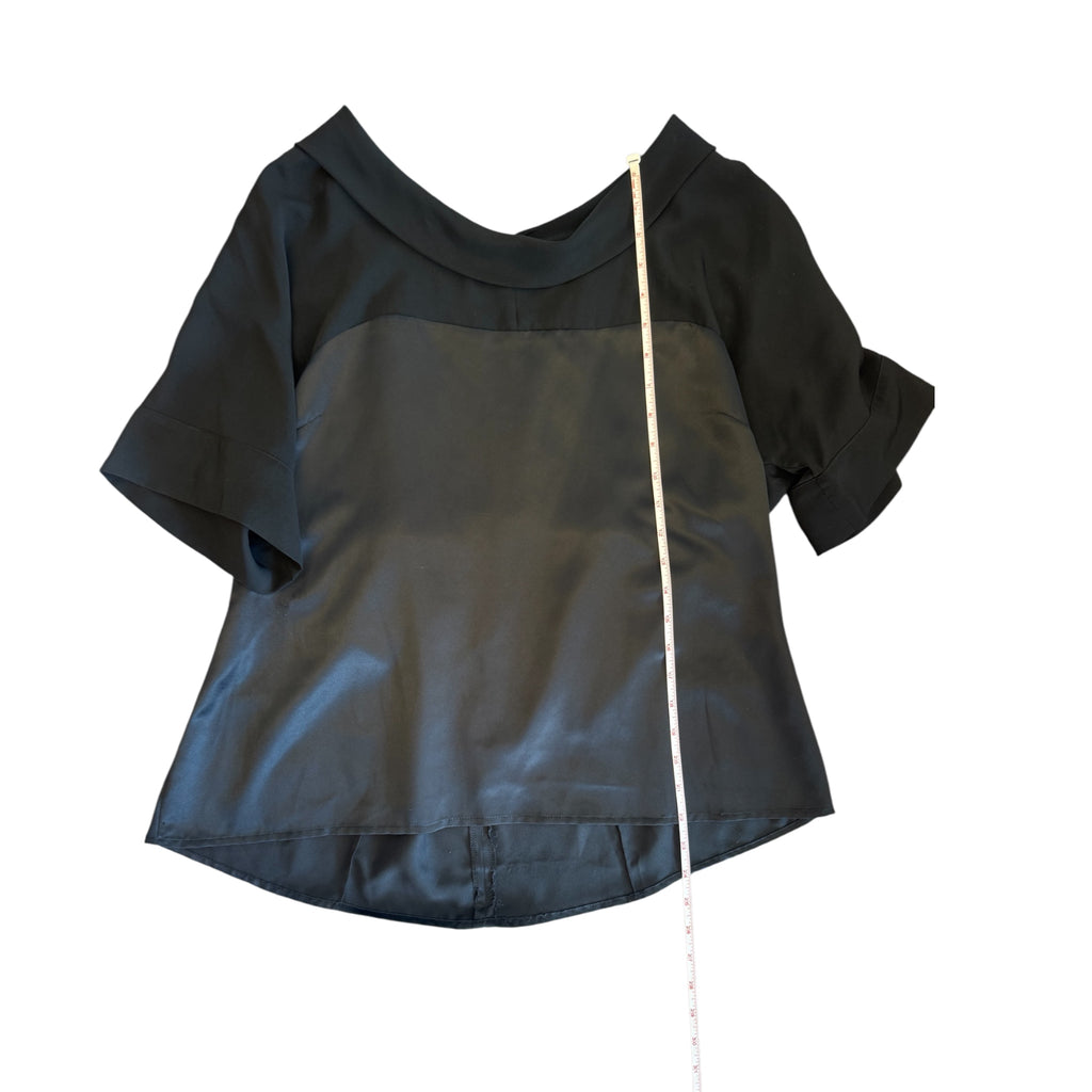 Worthington Black Satin Short Sleeve Blouse Size XL - RF