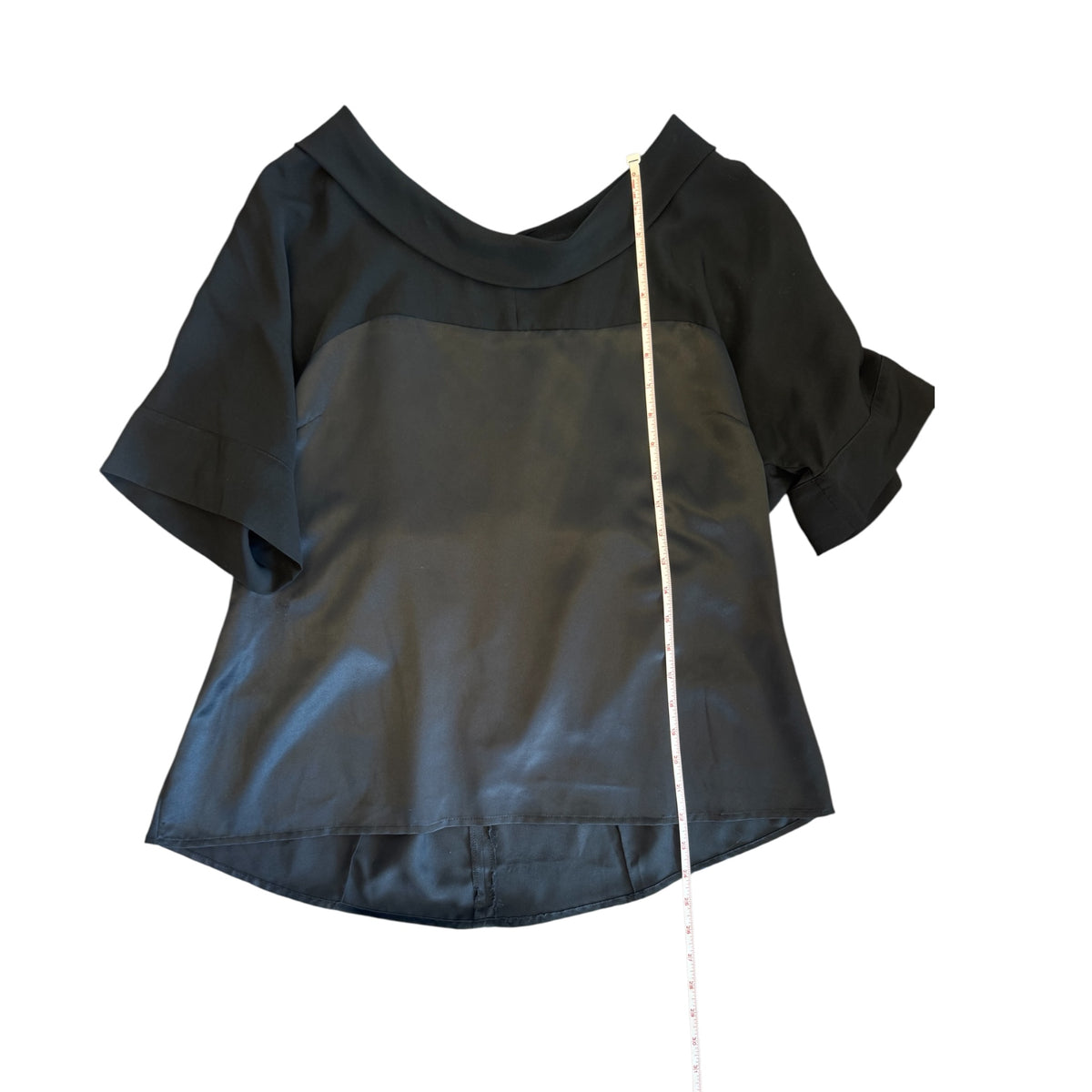 Worthington Black Satin Short Sleeve Blouse Size XL - RF