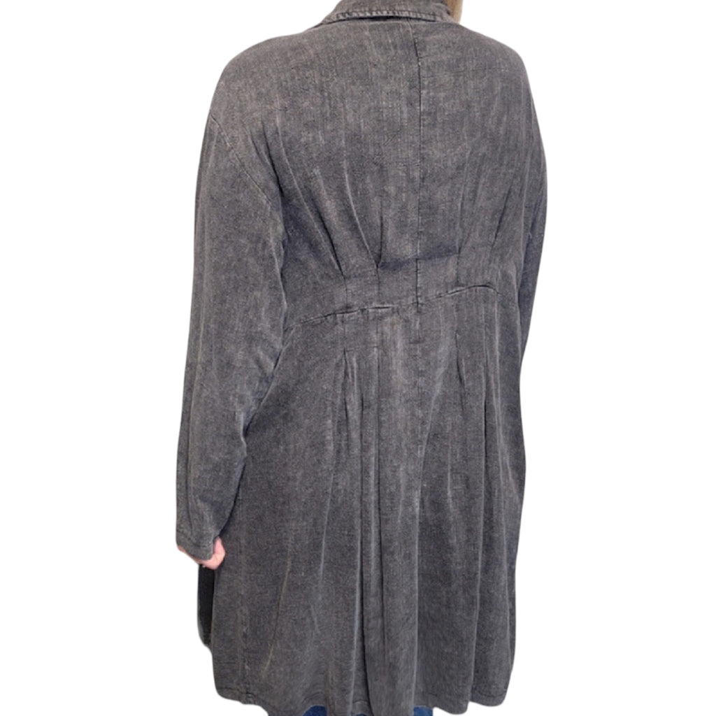 Black Washed Double Breasted Midi Trench Coat
