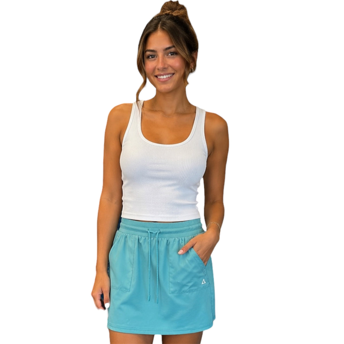 Teal Breezy Drawstring Skort S