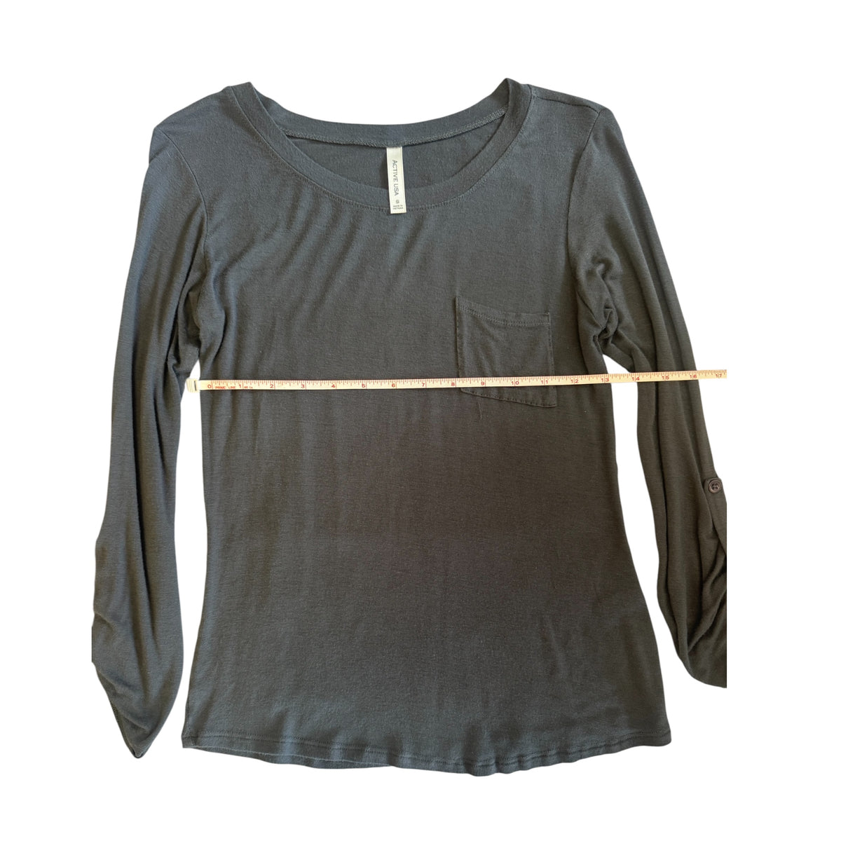 Active USA Black 3/4 Sleeve Top Size Small - RF