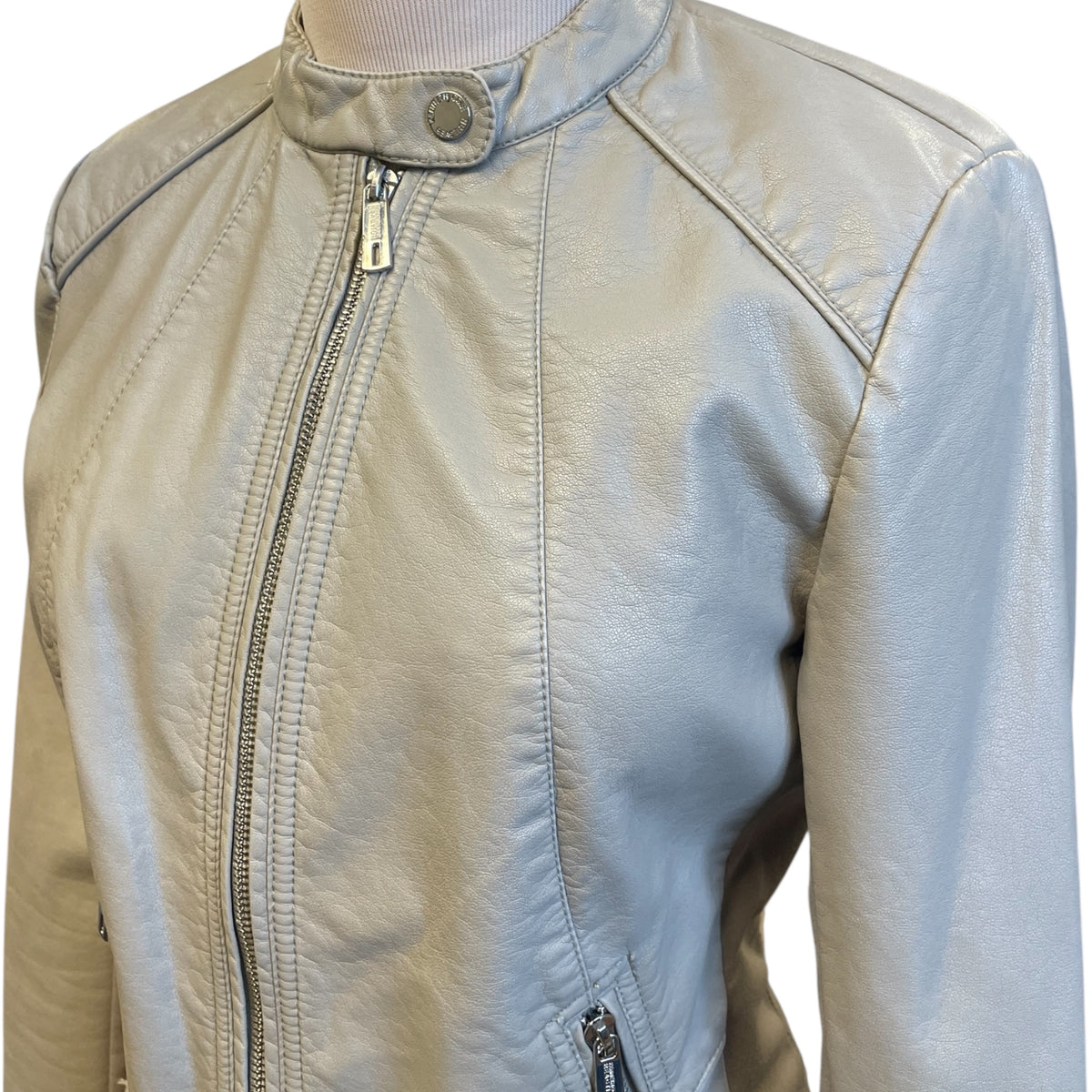 Kenneth Cole Light Taupe Leather Jacket Size S - RF