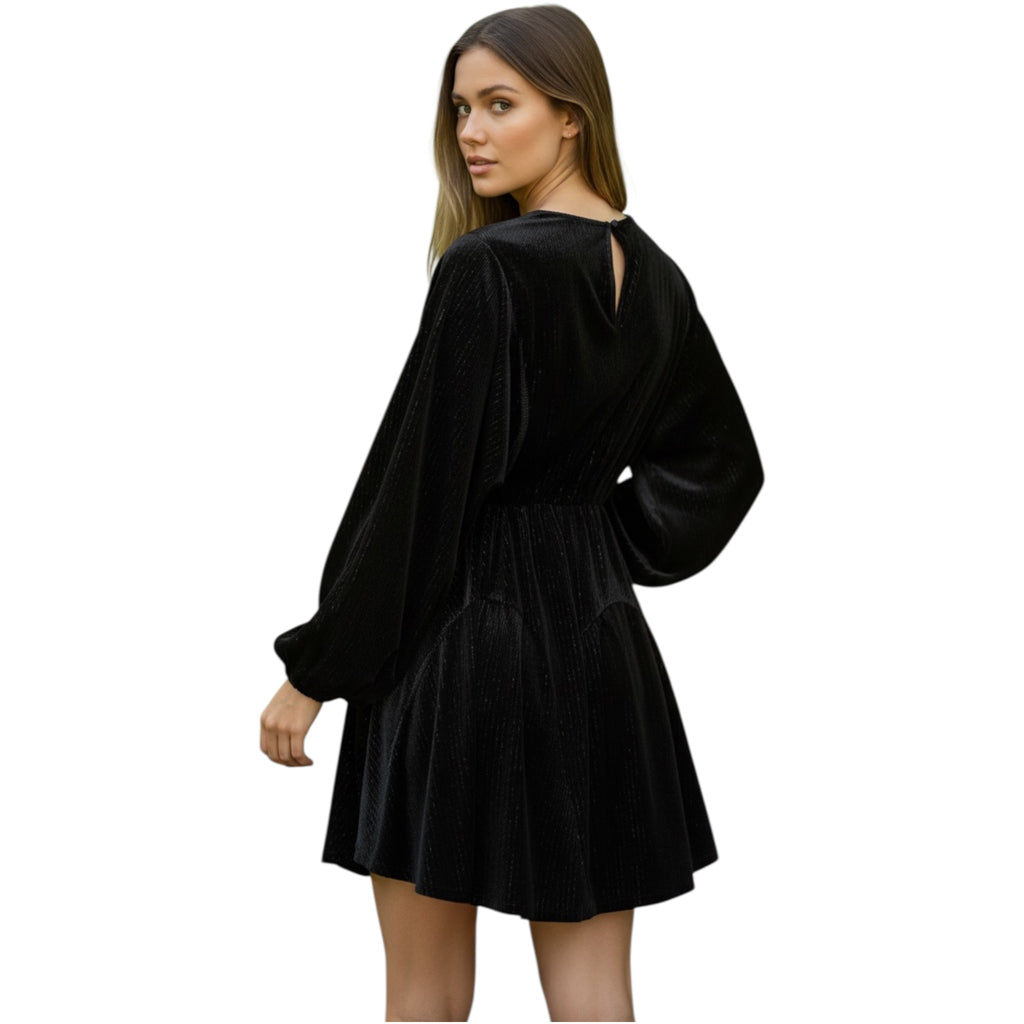Black Velvet Tie Front Dress