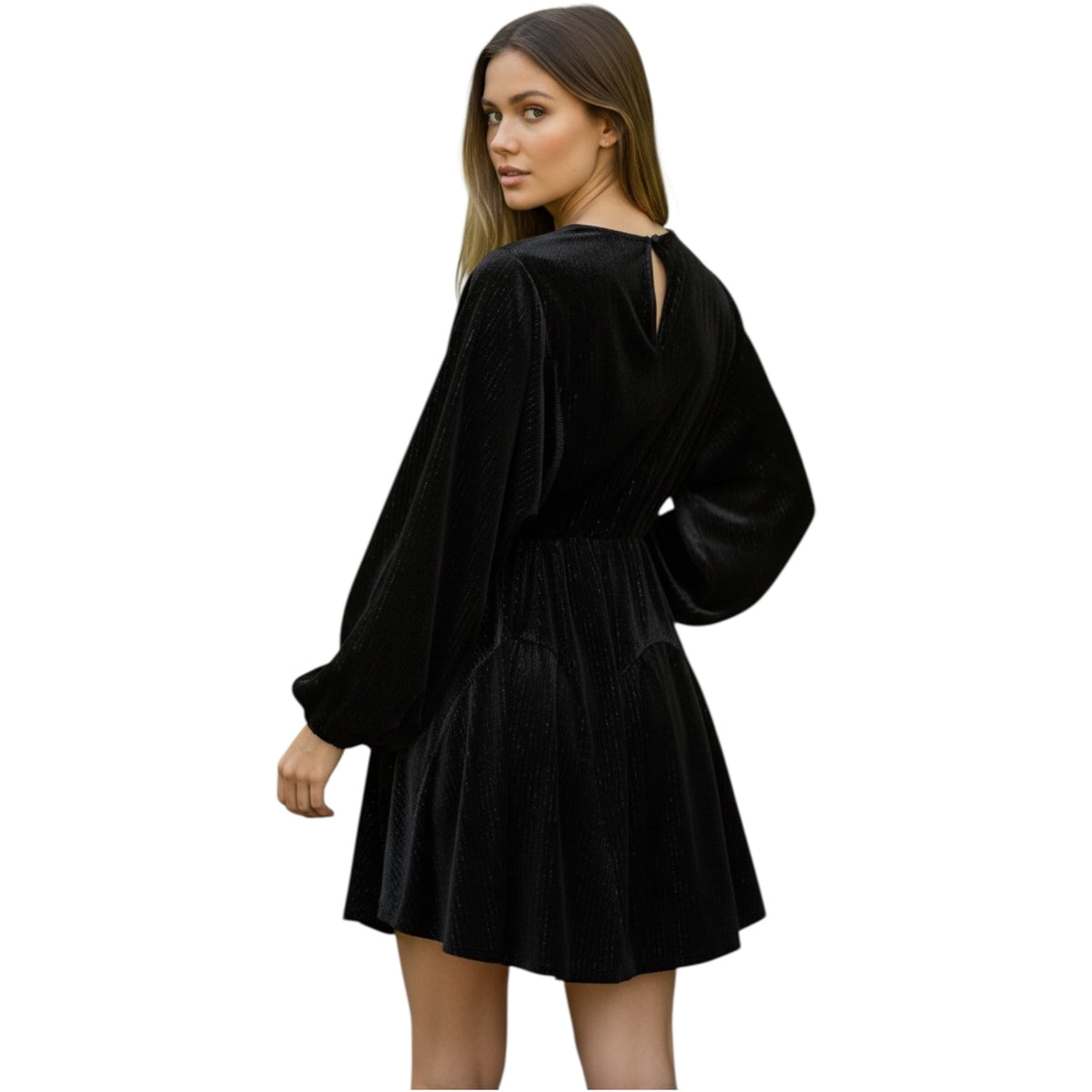 Black Velvet Tie Front Dress