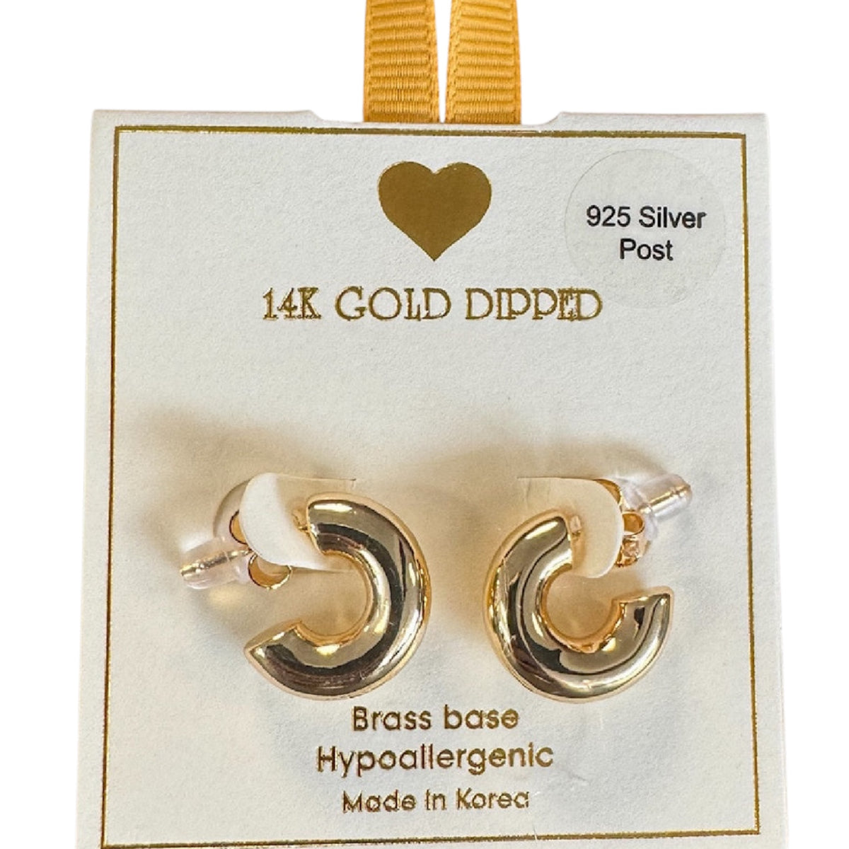 Yellow Ribbon Thick Hoop Small
