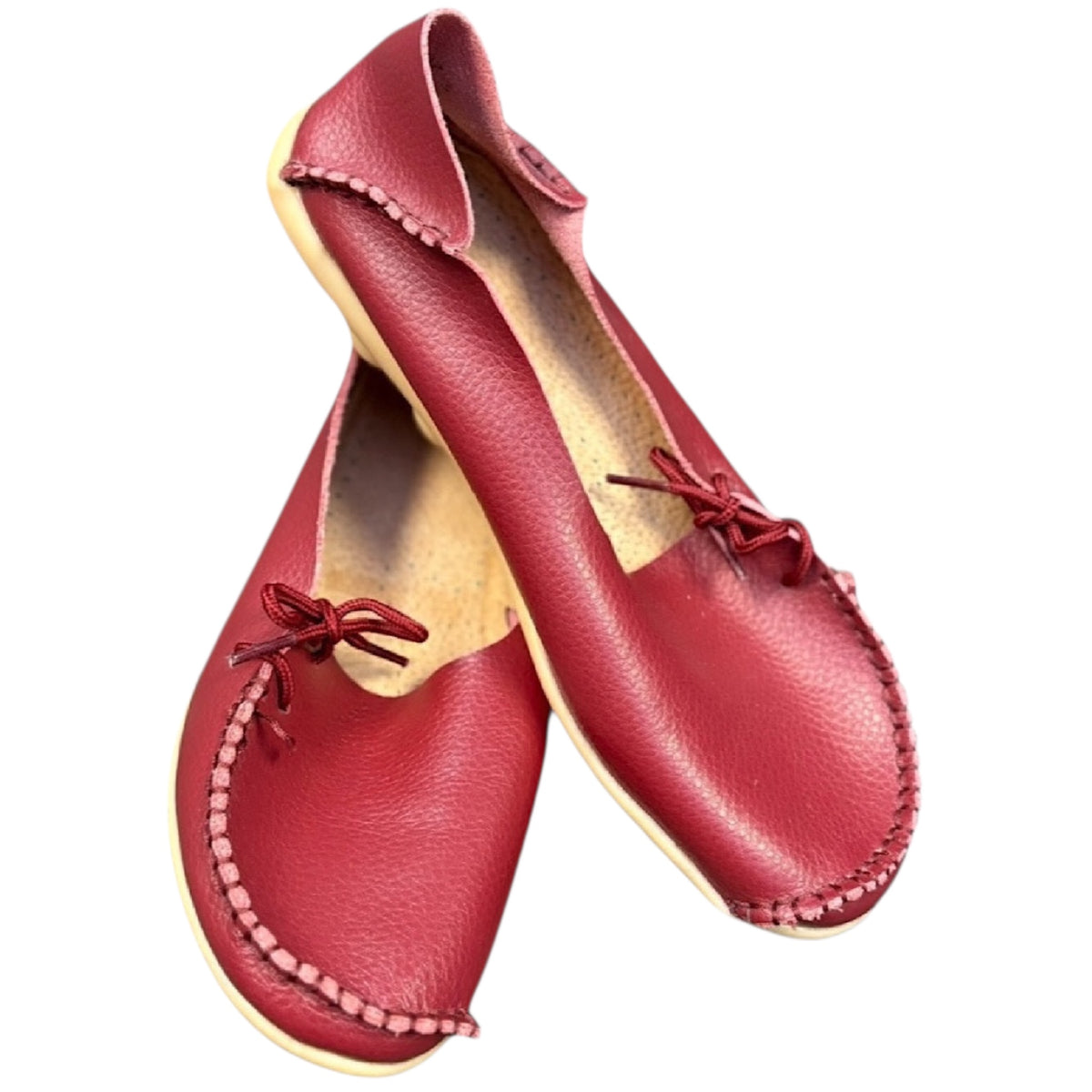 Kunsto Burgundy Kunsto Leather Women's Loafer Slip On Shoes Size 10-RF