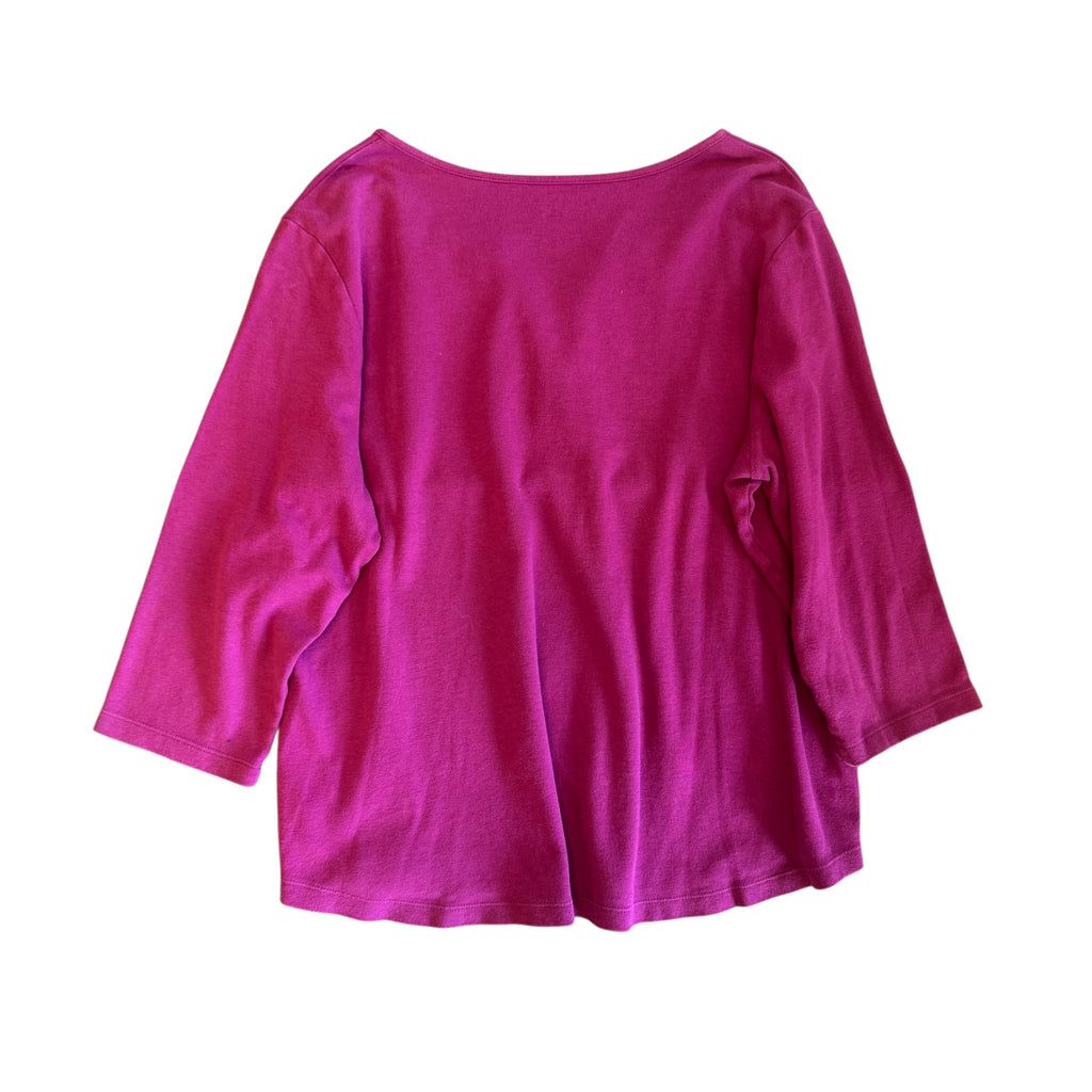 Kim Rogers Raspberry 3/4 Sleeve Top Size 2X - RF