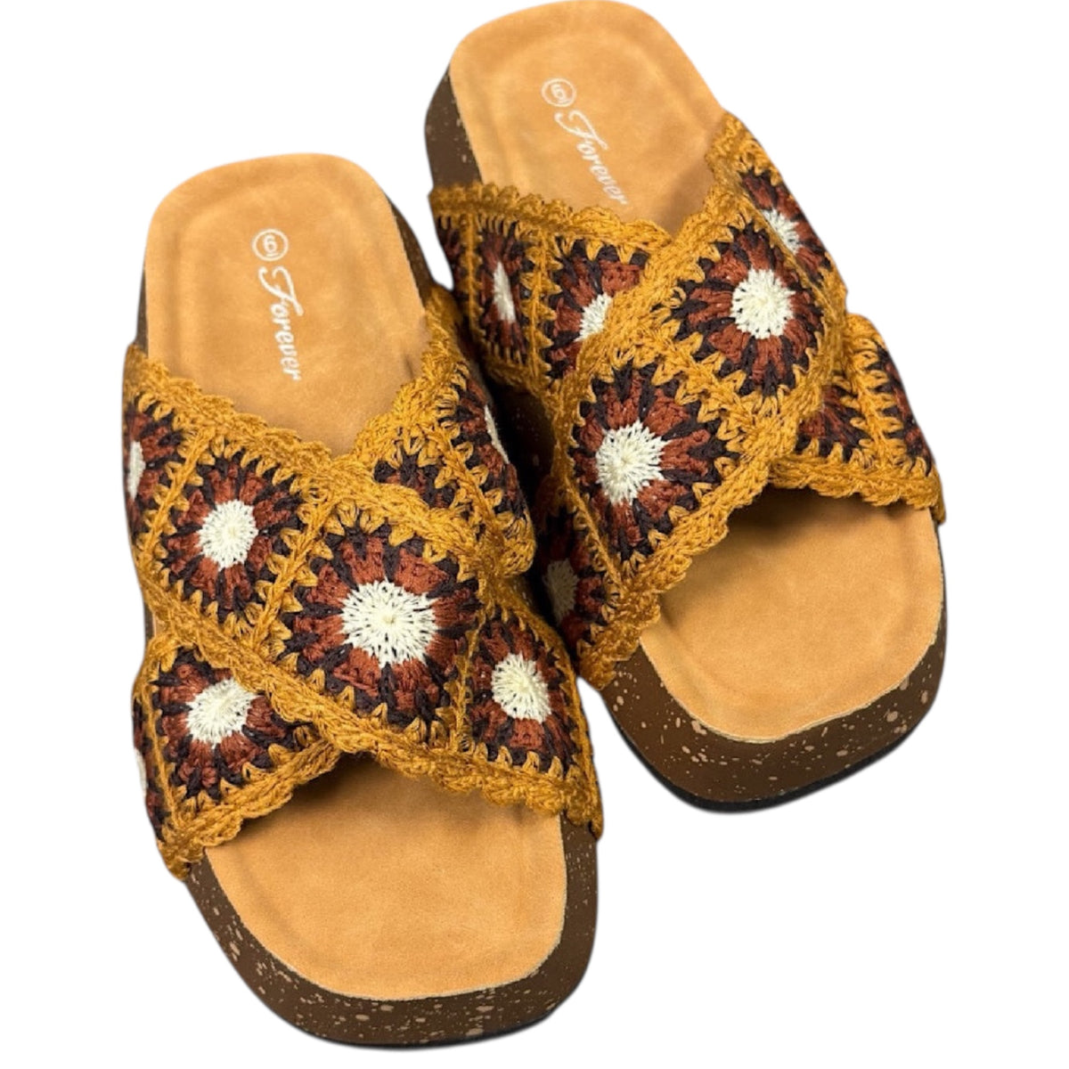 Tan Crochet Platform Sandals