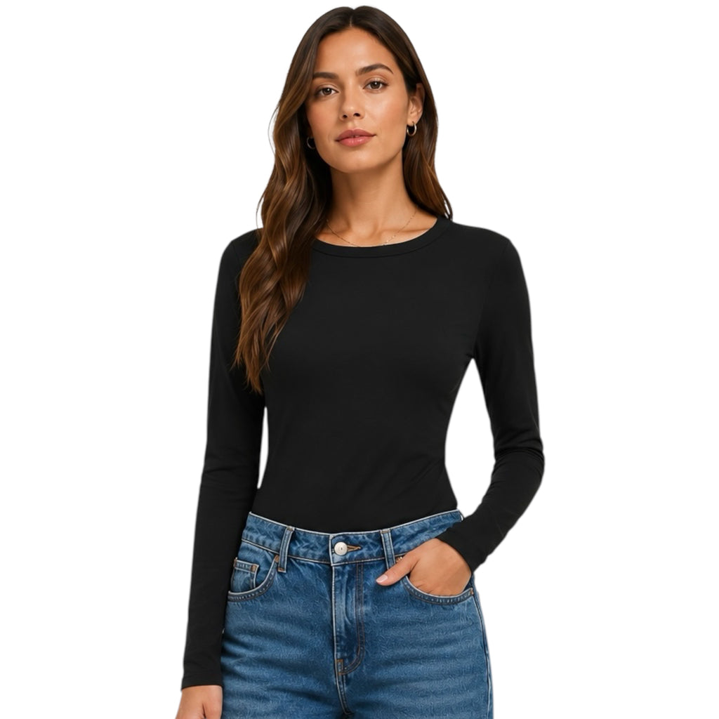 Z Supply Second Skin Crew LS Black