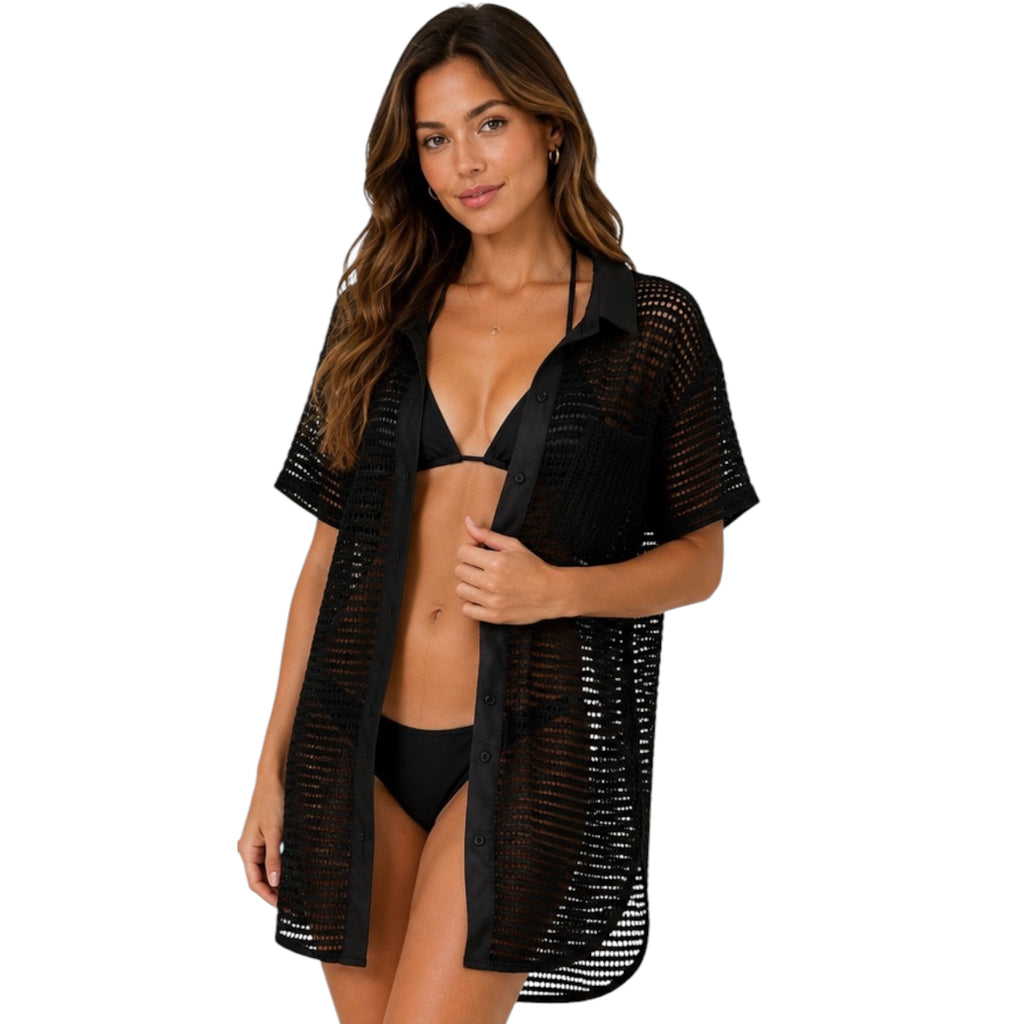 Black Over Sized Tunic Short Sleeve Top