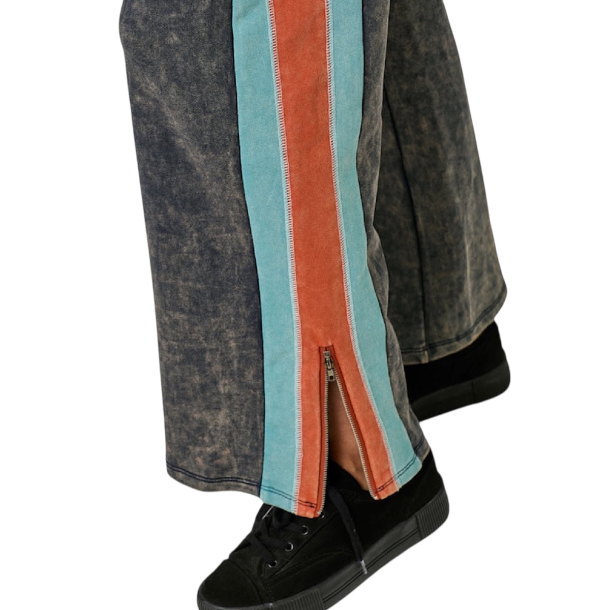 Navy Color Block Terry Pants