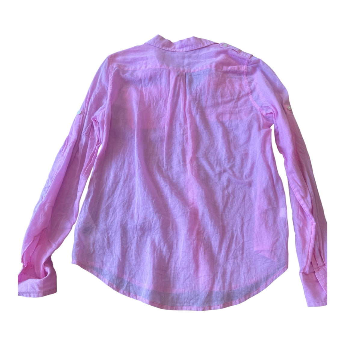 Pink Sheer Button Up Top Size 14/XS -RF