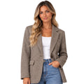 Brown Textured Herringbone Blazer