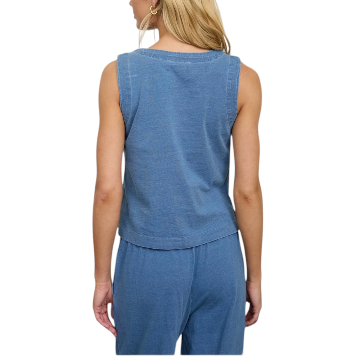 Dark Denim Knit Vest & Wide Leg Pants Set