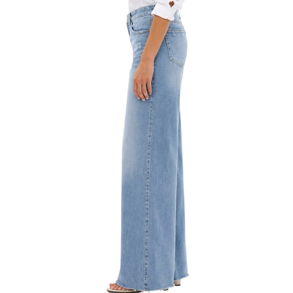 oneso OSW8019 Vintage Blue M/R Wide Leg W Raw Hem