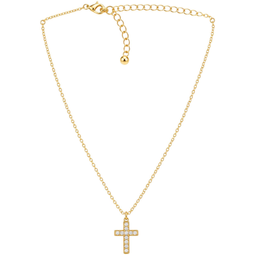 MX Tiny CZ Cross Necklace-GOLD