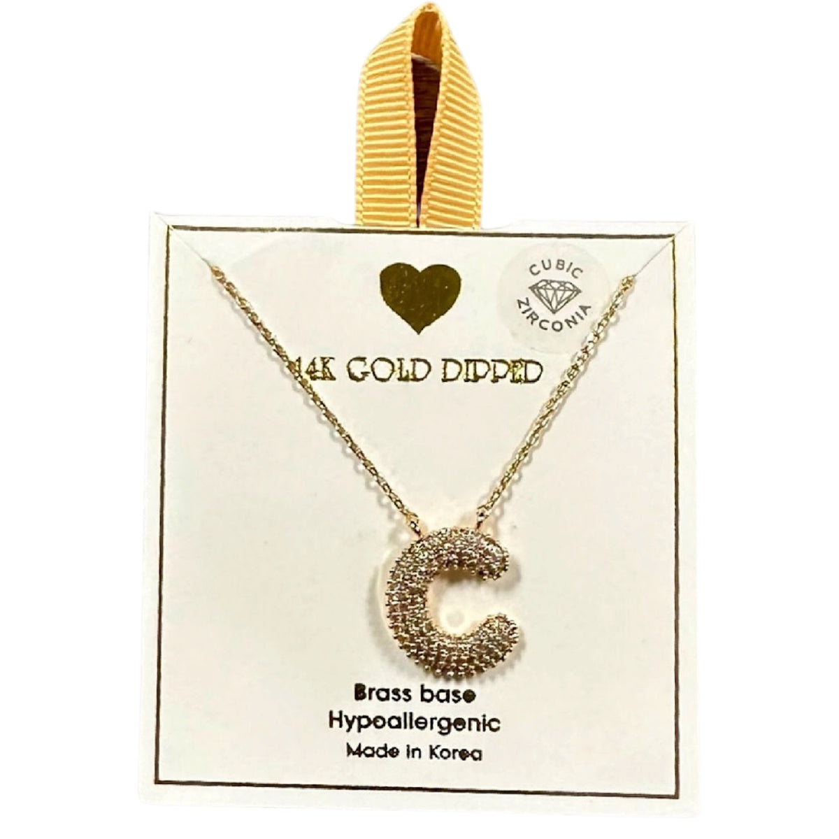 Yellow Ribbon Initial Necklace
