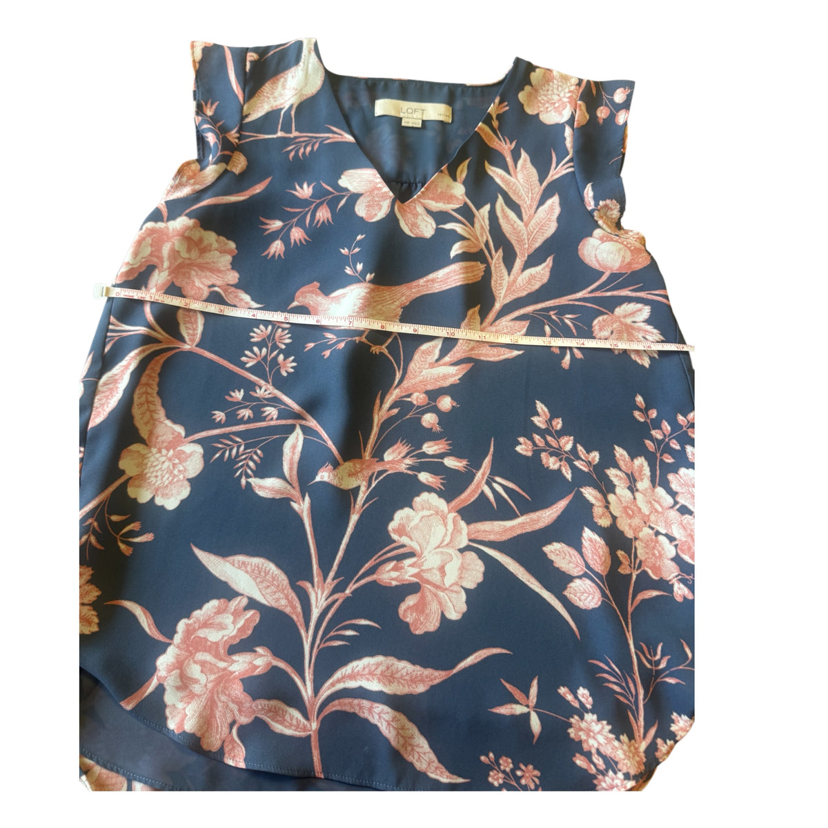 LOFT Slate Blue Sleeveless Floral Blouse Size XXS - RF