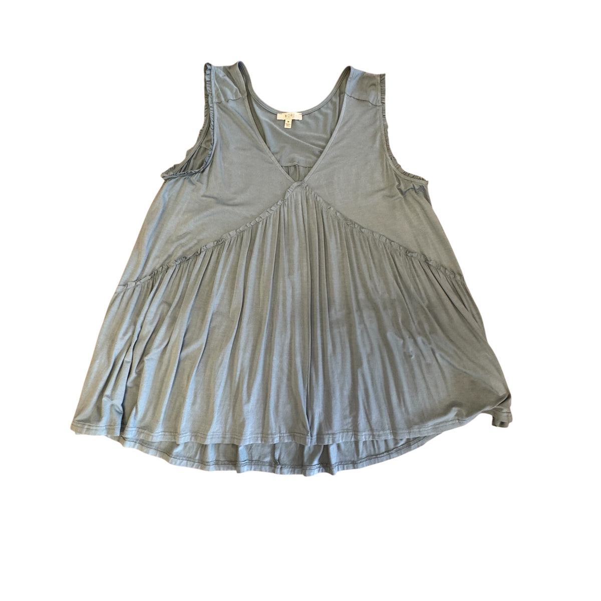 Kori Sage Ruffled Hem Tank Top Size M-RF
