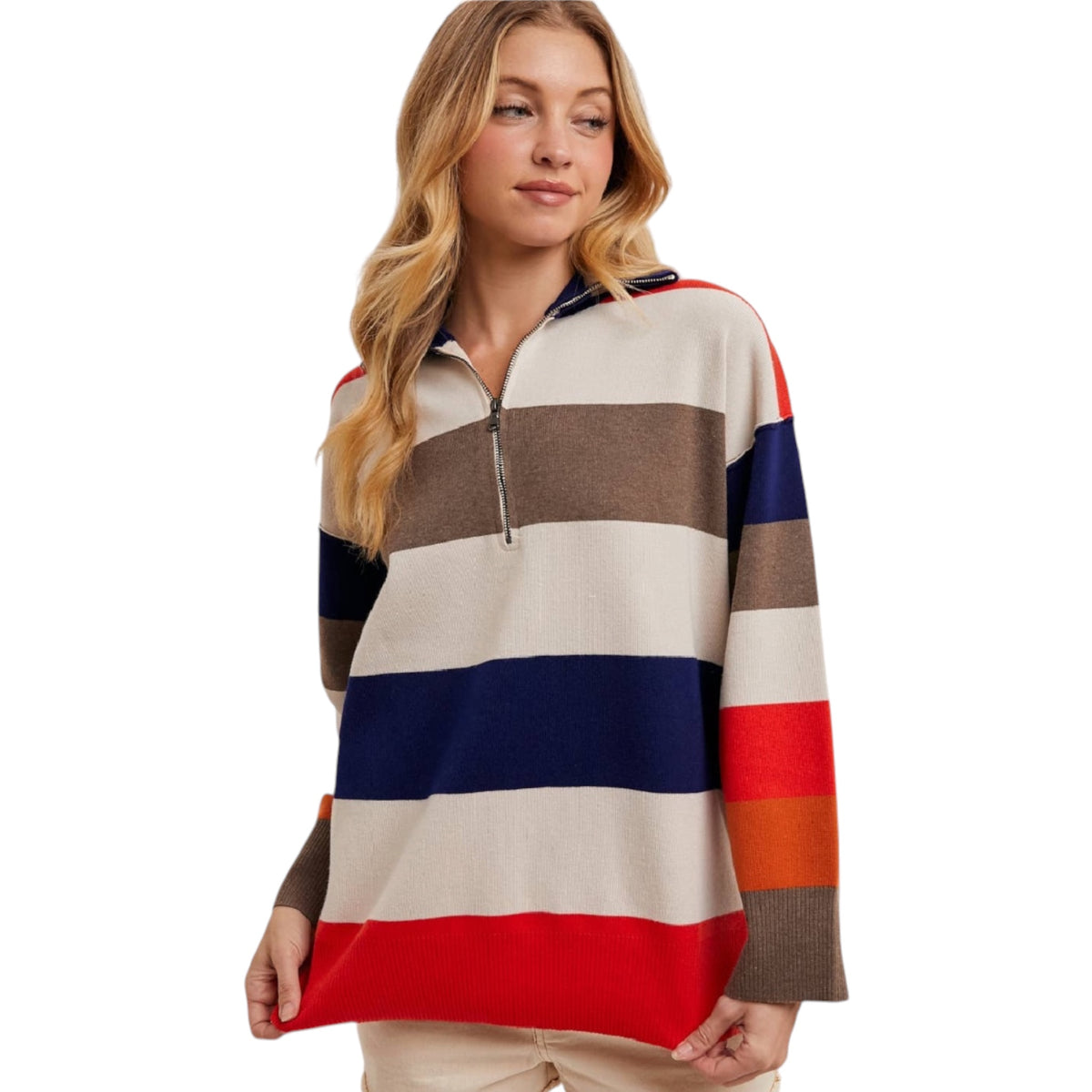 Multi Color Block Striped Pullover