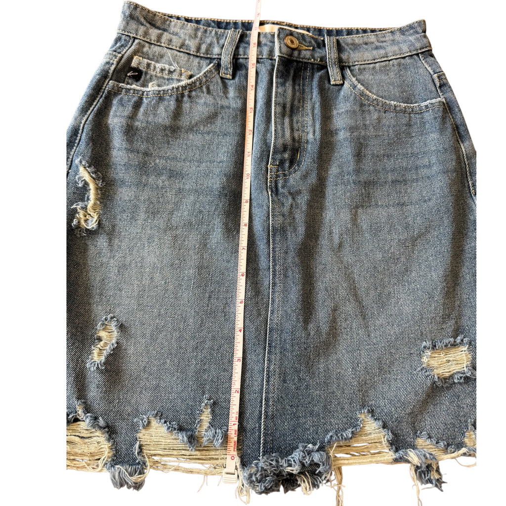 KanCan Denim Skirt with Distressing Size Small-RF