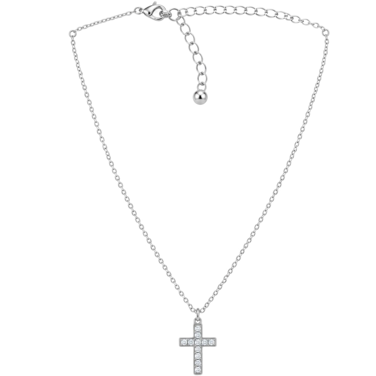 MX Tiny CZ Cross Necklace-SILVER
