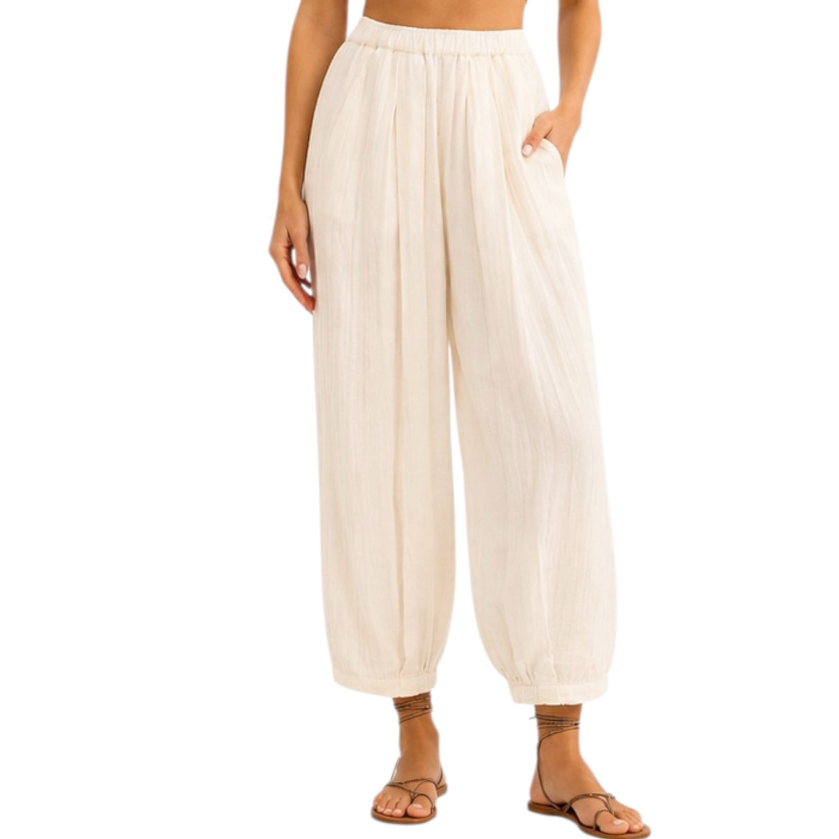 Z Supply Step Out Gauze Pant Off White