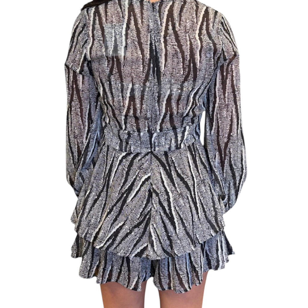 Black Animal Print Tie-Front Romper