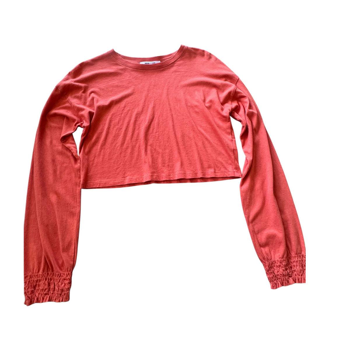 Double Zero Bright Orange Long Sleeve Crop Top Size Small - RF