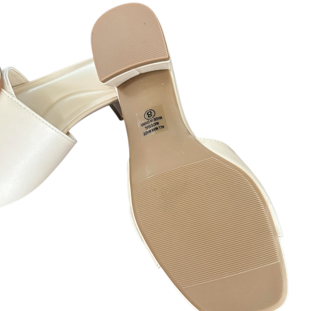 Uzona Beige Buckle Block Heel Sandal