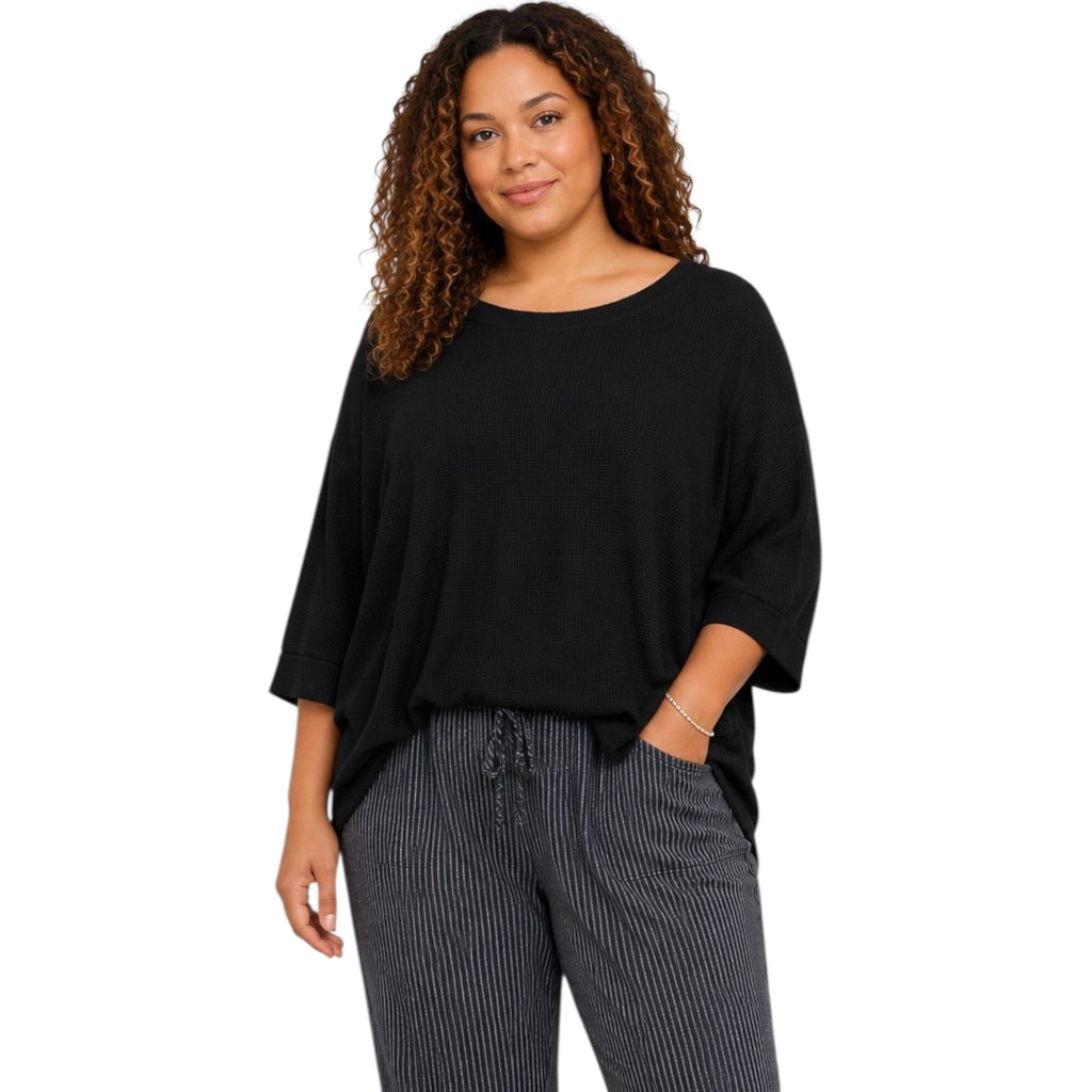 Plus Black Oversized Tunic Top