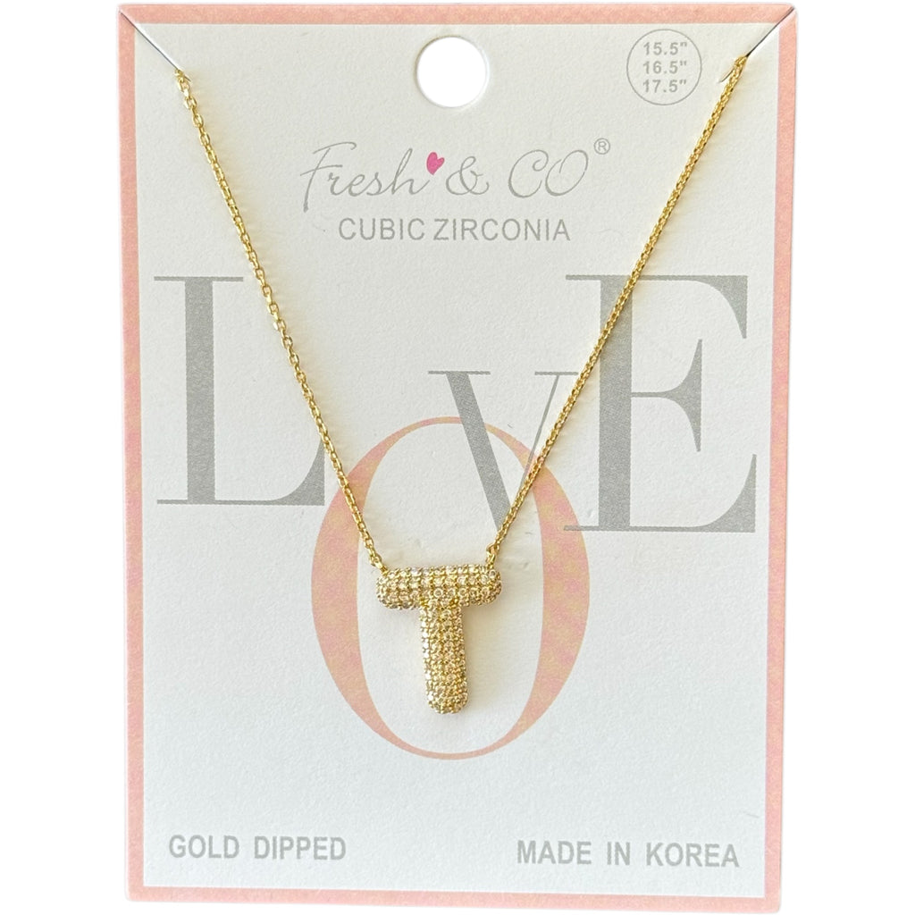 Fresh & Co CZ 14k Dipped Letter Necklace